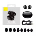 Baseus Baseus Bowie E2 bezprzewodowe słuchawki TWS Bluetooth 5.2 wodoodporne IP55 czarny (NGTW090001)