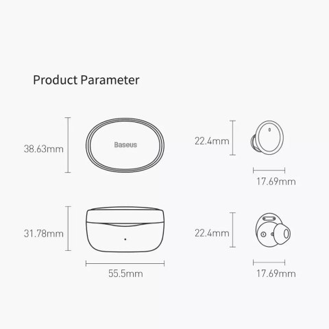 Baseus Baseus Bowie E2 bezprzewodowe słuchawki TWS Bluetooth 5.2 wodoodporne IP55 czarny (NGTW090001) Baseus Baseus Bowie E2 bezprzewodowe słuchawki TWS Bluetooth 5.2 wodoodporne IP55 czarny (NGTW090001)
