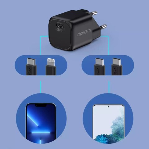 Choetech Choetech ładowarka sieciowa GaN USB Typ C PD 30W czarny (PD5007) Choetech Choetech ładowarka sieciowa GaN USB Typ C PD 30W czarny (PD5007)