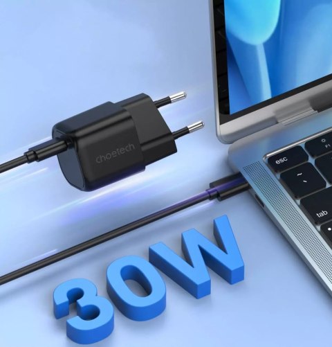 Choetech Choetech ładowarka sieciowa GaN USB Typ C PD 30W czarny (PD5007) Choetech Choetech ładowarka sieciowa GaN USB Typ C PD 30W czarny (PD5007)