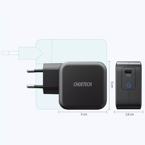 Choetech Choetech szybka ładowarka sieciowa GaN USB Typ C 61W 3A Power Delivery czarny (Q6006) Choetech Choetech szybka ładowarka sieciowa GaN USB Typ C 61W 3A Power Delivery czarny (Q6006)