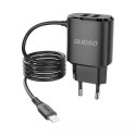 Dudao Dudao ładowarka sieciowa 2x USB z wbudowanym kablem Lightning 12 W czarny (A2ProL black)