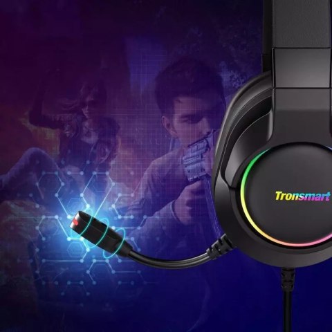 Tronsmart Tronsmart Sparkle RGB przewodowe wokółuszne słuchawki USB z mikrofonem i pilotem dla graczy czarny (467600) Tronsmart Tronsmart Sparkle RGB przewodowe wokółuszne słuchawki USB z mikrofonem i pilotem dla graczy czarny (467600)