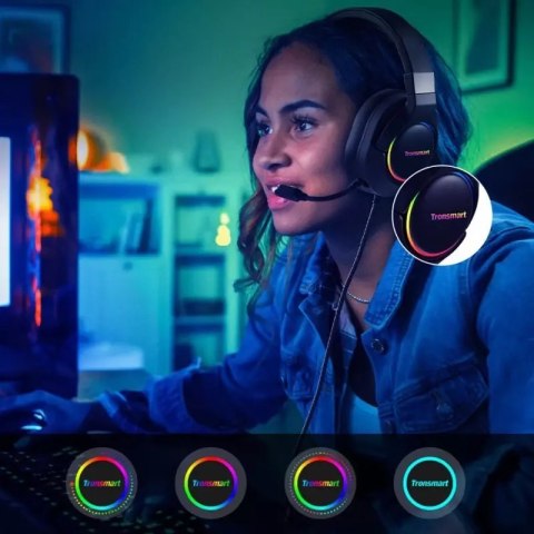 Tronsmart Tronsmart Sparkle RGB przewodowe wokółuszne słuchawki USB z mikrofonem i pilotem dla graczy czarny (467600) Tronsmart Tronsmart Sparkle RGB przewodowe wokółuszne słuchawki USB z mikrofonem i pilotem dla graczy czarny (467600)