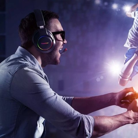 Tronsmart Tronsmart Sparkle RGB przewodowe wokółuszne słuchawki USB z mikrofonem i pilotem dla graczy czarny (467600) Tronsmart Tronsmart Sparkle RGB przewodowe wokółuszne słuchawki USB z mikrofonem i pilotem dla graczy czarny (467600)