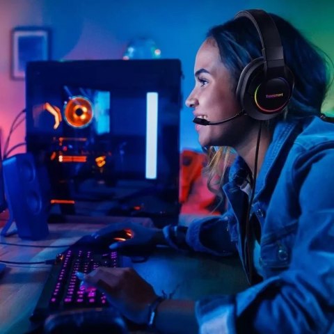 Tronsmart Tronsmart Sparkle RGB przewodowe wokółuszne słuchawki USB z mikrofonem i pilotem dla graczy czarny (467600) Tronsmart Tronsmart Sparkle RGB przewodowe wokółuszne słuchawki USB z mikrofonem i pilotem dla graczy czarny (467600)