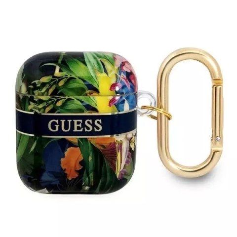 Guess Guess GUA2HHFLB AirPods cover niebieski/blue Flower Strap Collection Guess Guess GUA2HHFLB AirPods cover niebieski/blue Flower Strap Collection