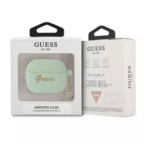 Guess Guess GUA3LSCHSN AirPods 3 cover zielony/green Silicone Charm Heart Collection Guess Guess GUA3LSCHSN AirPods 3 cover zielony/green Silicone Charm Heart Collection