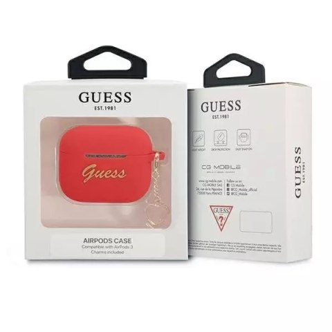 Guess Guess GUA3LSCHSR AirPods 3 cover czerwony/red Silicone Charm Heart Collection Guess Guess GUA3LSCHSR AirPods 3 cover czerwony/red Silicone Charm Heart Collection