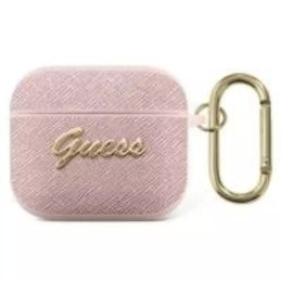 Guess Guess GUA3SASMP AirPods 3 cover różowy/pink Saffiano Script Metal Collection