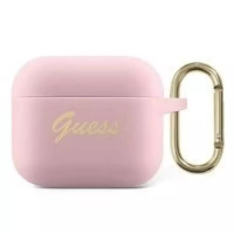 Guess Guess GUA3SSSI AirPods 3 cover różowy/pink Silicone Vintage Script