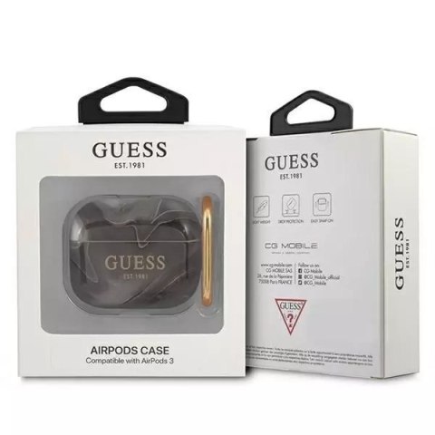 Guess Guess GUA3UNMK AirPods 3 cover czarny/black Marble Collection Guess Guess GUA3UNMK AirPods 3 cover czarny/black Marble Collection