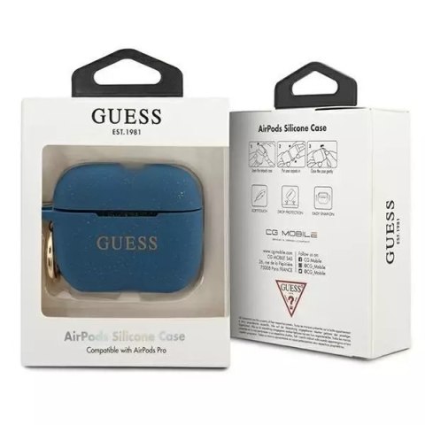 Guess Guess GUACAPSILGLBL AirPods Pro cover niebieski/blue Silicone Glitter Guess Guess GUACAPSILGLBL AirPods Pro cover niebieski/blue Silicone Glitter
