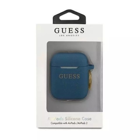 Guess Guess GUACCSILGLBL AirPods cover niebieski/blue Silicone Glitter Guess Guess GUACCSILGLBL AirPods cover niebieski/blue Silicone Glitter