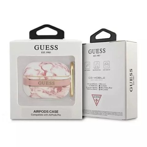 Guess Guess GUAPHCHMAP AirPods Pro cover różowy/pink Marble Strap Collection Guess Guess GUAPHCHMAP AirPods Pro cover różowy/pink Marble Strap Collection