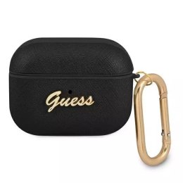 Guess Guess GUAPSASMK AirPods Pro cover czarny/black Saffiano Script Metal Collection