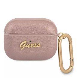Guess Guess GUAPSASMP AirPods Pro cover różowy/pink Saffiano Script Metal Collection