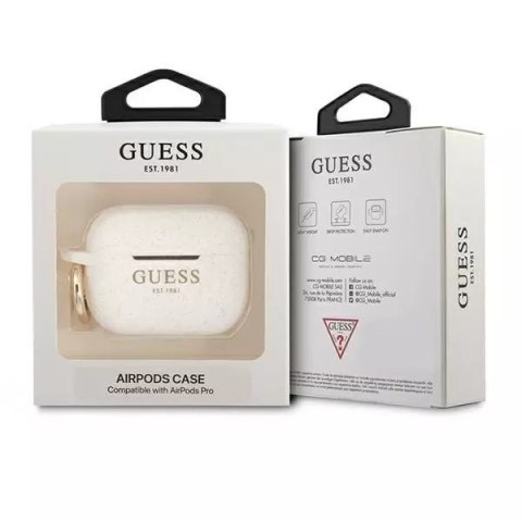 Guess Guess GUAPSGGEH AirPods Pro cover biały/white Silicone Glitter Guess Guess GUAPSGGEH AirPods Pro cover biały/white Silicone Glitter