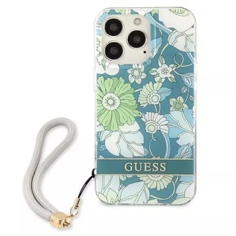 Guess Guess GUHCP13XHFLSN iPhone 13 Pro Max 6,7" zielony/green hardcase Flower Strap Guess Guess GUHCP13XHFLSN iPhone 13 Pro Max 6,7" zielony/green hardcase Flower Strap