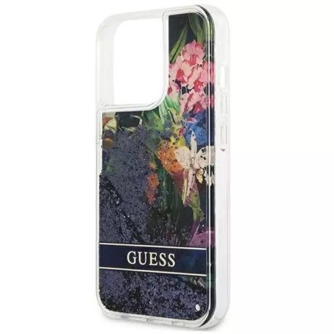 Guess Guess GUHCP13XLFLSB iPhone 13 Pro Max 6,7" niebieski/blue hardcase Flower Liquid Glitter Guess Guess GUHCP13XLFLSB iPhone 13 Pro Max 6,7" niebieski/blue hardcase Flower Liquid Glitter