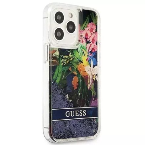 Guess Guess GUHCP13XLFLSB iPhone 13 Pro Max 6,7" niebieski/blue hardcase Flower Liquid Glitter Guess Guess GUHCP13XLFLSB iPhone 13 Pro Max 6,7" niebieski/blue hardcase Flower Liquid Glitter