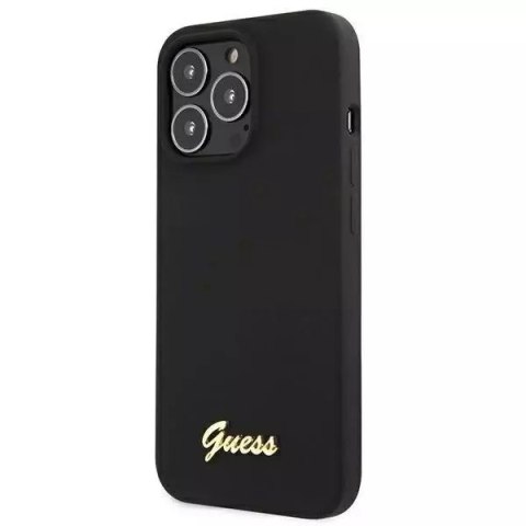 Guess Guess GUHMP13XLSLMGBK iPhone 13 Pro Max 6,7" black/czarny hardcase Silicone Script Gold Logo Guess Guess GUHMP13XLSLMGBK iPhone 13 Pro Max 6,7" black/czarny hardcase Silicone Script Gold Logo