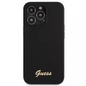 Guess Guess GUHMP13XLSLMGBK iPhone 13 Pro Max 6,7" black/czarny hardcase Silicone Script Gold Logo