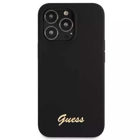 Guess Guess GUHMP13XLSLMGBK iPhone 13 Pro Max 6,7" black/czarny hardcase Silicone Script Gold Logo Guess Guess GUHMP13XLSLMGBK iPhone 13 Pro Max 6,7" black/czarny hardcase Silicone Script Gold Logo