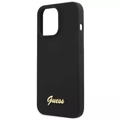 Guess Guess GUHMP13XLSLMGBK iPhone 13 Pro Max 6,7" black/czarny hardcase Silicone Script Gold Logo Guess Guess GUHMP13XLSLMGBK iPhone 13 Pro Max 6,7" black/czarny hardcase Silicone Script Gold Logo