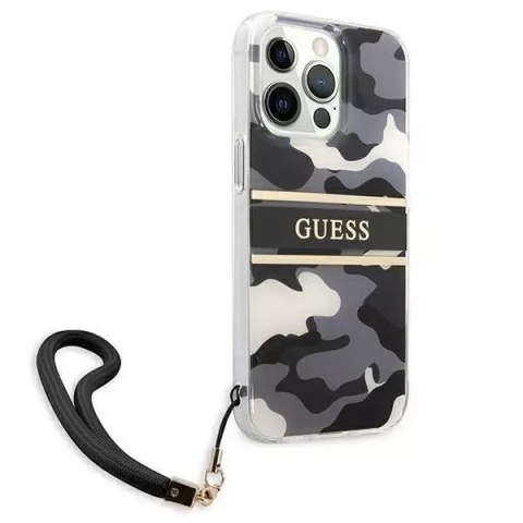 Guess Guess GUHCP13LKCABBK iPhone 13 Pro / 13 6,1" czarny/black hardcase Camo Strap Collection Guess Guess GUHCP13LKCABBK iPhone 13 Pro / 13 6,1" czarny/black hardcase Camo Strap Collection
