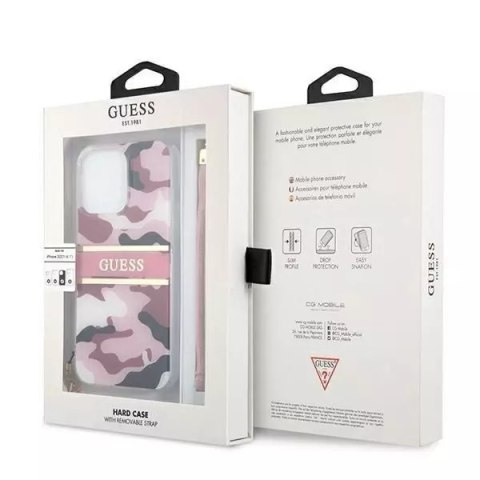 Guess Guess GUHCP13LKCABPI iPhone 13 Pro / 13 6,1" różowy/pink hardcase Camo Strap Collection Guess Guess GUHCP13LKCABPI iPhone 13 Pro / 13 6,1" różowy/pink hardcase Camo Strap Collection