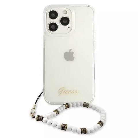 Guess Guess GUHCP13LKPSWH iPhone 13 Pro / 13 6,1" Transparent hardcase White Pearl Guess Guess GUHCP13LKPSWH iPhone 13 Pro / 13 6,1" Transparent hardcase White Pearl