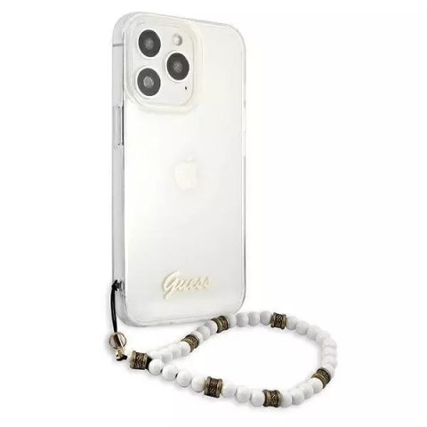 Guess Guess GUHCP13LKPSWH iPhone 13 Pro / 13 6,1" Transparent hardcase White Pearl Guess Guess GUHCP13LKPSWH iPhone 13 Pro / 13 6,1" Transparent hardcase White Pearl
