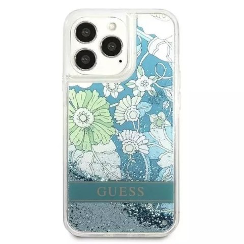 Guess Guess GUHCP13LLFLSN iPhone 13 Pro / 13 6,1" zielony/green hardcase Flower Liquid Glitter Guess Guess GUHCP13LLFLSN iPhone 13 Pro / 13 6,1" zielony/green hardcase Flower Liquid Glitter