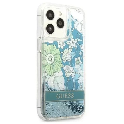 Guess Guess GUHCP13LLFLSN iPhone 13 Pro / 13 6,1" zielony/green hardcase Flower Liquid Glitter Guess Guess GUHCP13LLFLSN iPhone 13 Pro / 13 6,1" zielony/green hardcase Flower Liquid Glitter