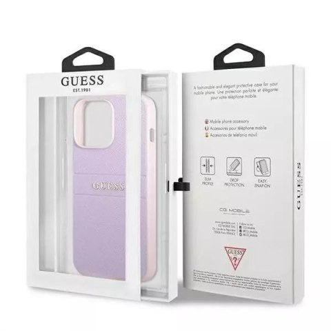 Guess Guess GUHCP13LPSASBPU iPhone 13 Pro / 13 6,1" purpurowy/purple Saffiano Hot Stamp & Metal Logo Guess Guess GUHCP13LPSASBPU iPhone 13 Pro / 13 6,1" purpurowy/purple Saffiano Hot Stamp & Metal Logo