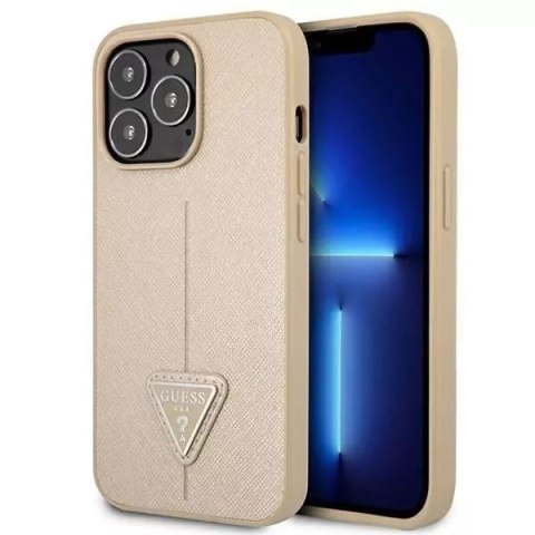 Guess Guess GUHCP13LPSATLE iPhone 13 Pro / 13 6,1" beżowy/beige hardcase SaffianoTriangle Logo Guess Guess GUHCP13LPSATLE iPhone 13 Pro / 13 6,1" beżowy/beige hardcase SaffianoTriangle Logo