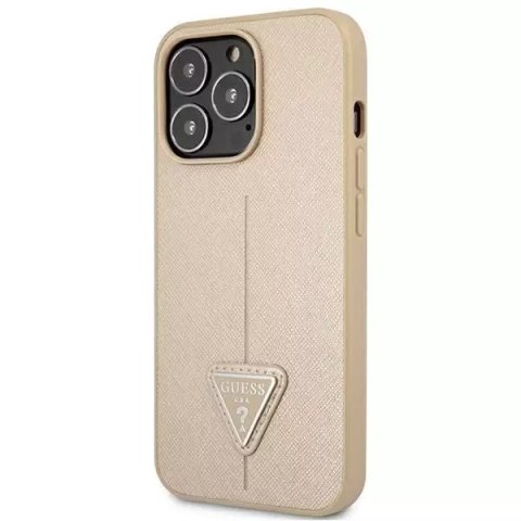 Guess Guess GUHCP13LPSATLE iPhone 13 Pro / 13 6,1" beżowy/beige hardcase SaffianoTriangle Logo Guess Guess GUHCP13LPSATLE iPhone 13 Pro / 13 6,1" beżowy/beige hardcase SaffianoTriangle Logo
