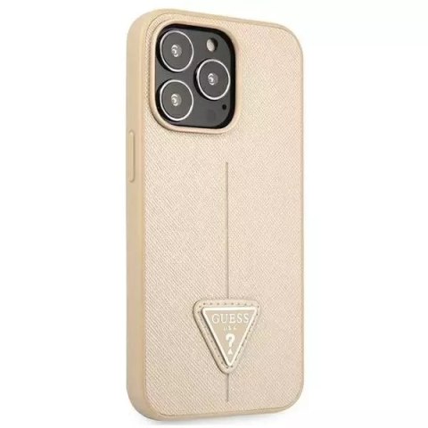 Guess Guess GUHCP13LPSATLE iPhone 13 Pro / 13 6,1" beżowy/beige hardcase SaffianoTriangle Logo Guess Guess GUHCP13LPSATLE iPhone 13 Pro / 13 6,1" beżowy/beige hardcase SaffianoTriangle Logo