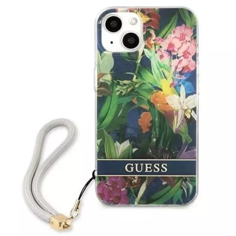 Guess Guess GUHCP13SHFLSB iPhone 13 mini 5,4" niebieski/blue hardcase Flower Strap Guess Guess GUHCP13SHFLSB iPhone 13 mini 5,4" niebieski/blue hardcase Flower Strap