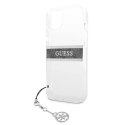 Guess Guess GUHCP13SKB4GGR iPhone 13 mini 5,4" Transparent hardcase 4G Grey Strap Charm