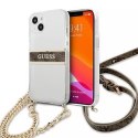 Guess Guess GUHCP13SKC4GBGO iPhone 13 mini 5,4" Transparent hardcase 4G Brown Strap Gold Chain