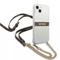 Guess Guess GUHCP13SKC4GBGO iPhone 13 mini 5,4" Transparent hardcase 4G Brown Strap Gold Chain