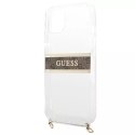 Guess Guess GUHCP13SKC4GBGO iPhone 13 mini 5,4" Transparent hardcase 4G Brown Strap Gold Chain