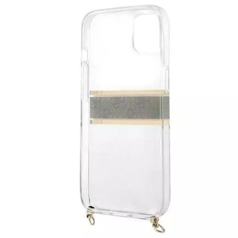Guess Guess GUHCP13SKC4GBGO iPhone 13 mini 5,4" Transparent hardcase 4G Brown Strap Gold Chain Guess Guess GUHCP13SKC4GBGO iPhone 13 mini 5,4" Transparent hardcase 4G Brown Strap Gold Chain