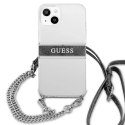 Guess Guess GUHCP13SKC4GBSI iPhone 13 mini 5,4" Transparent hardcase 4G Grey Strap Silver Chain