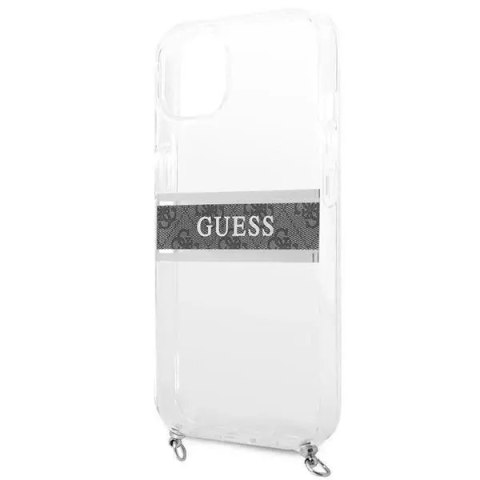 Guess Guess GUHCP13SKC4GBSI iPhone 13 mini 5,4" Transparent hardcase 4G Grey Strap Silver Chain Guess Guess GUHCP13SKC4GBSI iPhone 13 mini 5,4" Transparent hardcase 4G Grey Strap Silver Chain