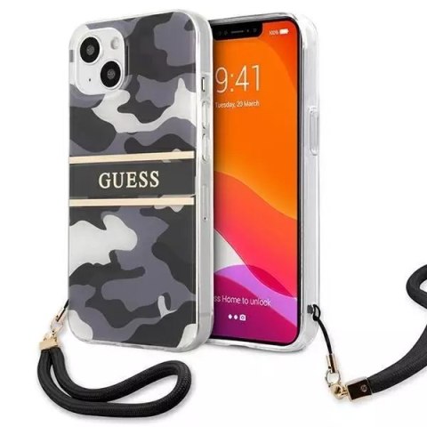 Guess Guess GUHCP13SKCABBK iPhone 13 mini 5,4" czarny/black hardcase Camo Strap Collection Guess Guess GUHCP13SKCABBK iPhone 13 mini 5,4" czarny/black hardcase Camo Strap Collection