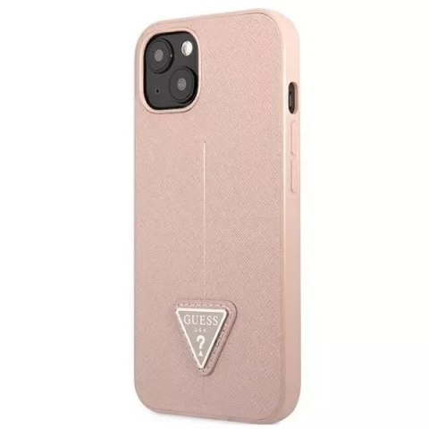 Guess Guess GUHCP13SPSATLP iPhone 13 mini 5,4" różowy/pink hardcase SaffianoTriangle Logo Guess Guess GUHCP13SPSATLP iPhone 13 mini 5,4" różowy/pink hardcase SaffianoTriangle Logo