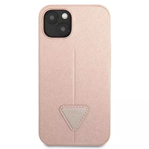 Guess Guess GUHCP13SPSATLP iPhone 13 mini 5,4" różowy/pink hardcase SaffianoTriangle Logo Guess Guess GUHCP13SPSATLP iPhone 13 mini 5,4" różowy/pink hardcase SaffianoTriangle Logo